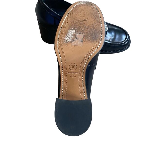 Chanel Shoes Pumps 10.5 EU 40.5 Black Block Heels 3" Dressy Career Made Italy - Picture 9 of 14